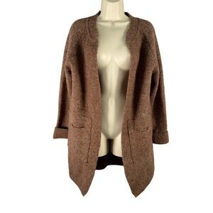 Kloth & Clover Womens Brown Open Front Longline Cardigan Sweater Size S/M